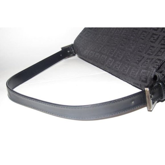 Fendi Mamma Zucco Black Shoulder Bag Zucchino Print Canvas And Leather - Picture 5 of 12
